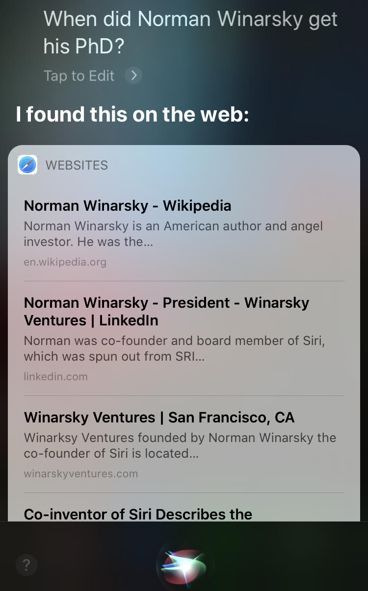 Siri gets the answer wrong